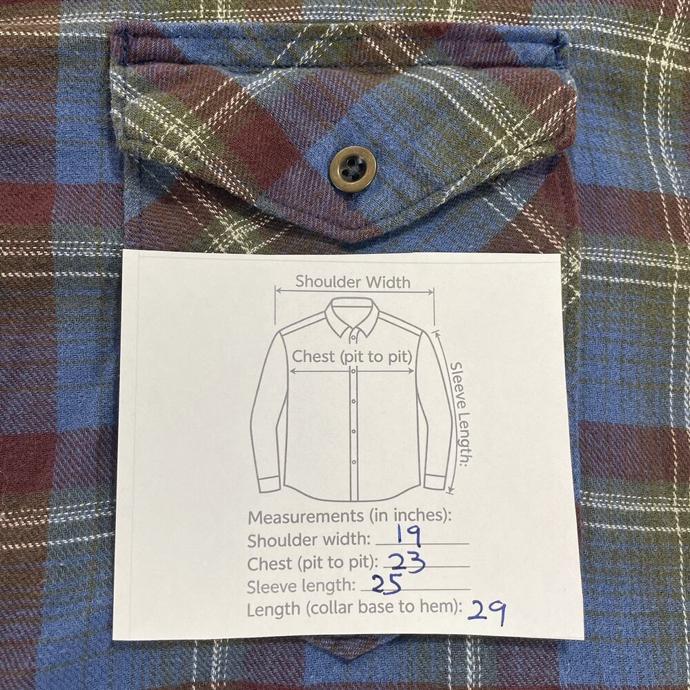 Wrangler Flannel Shirt Men's Large Plaid Long Sleeve Flap Button Pockets Western - Picture 7 of 8